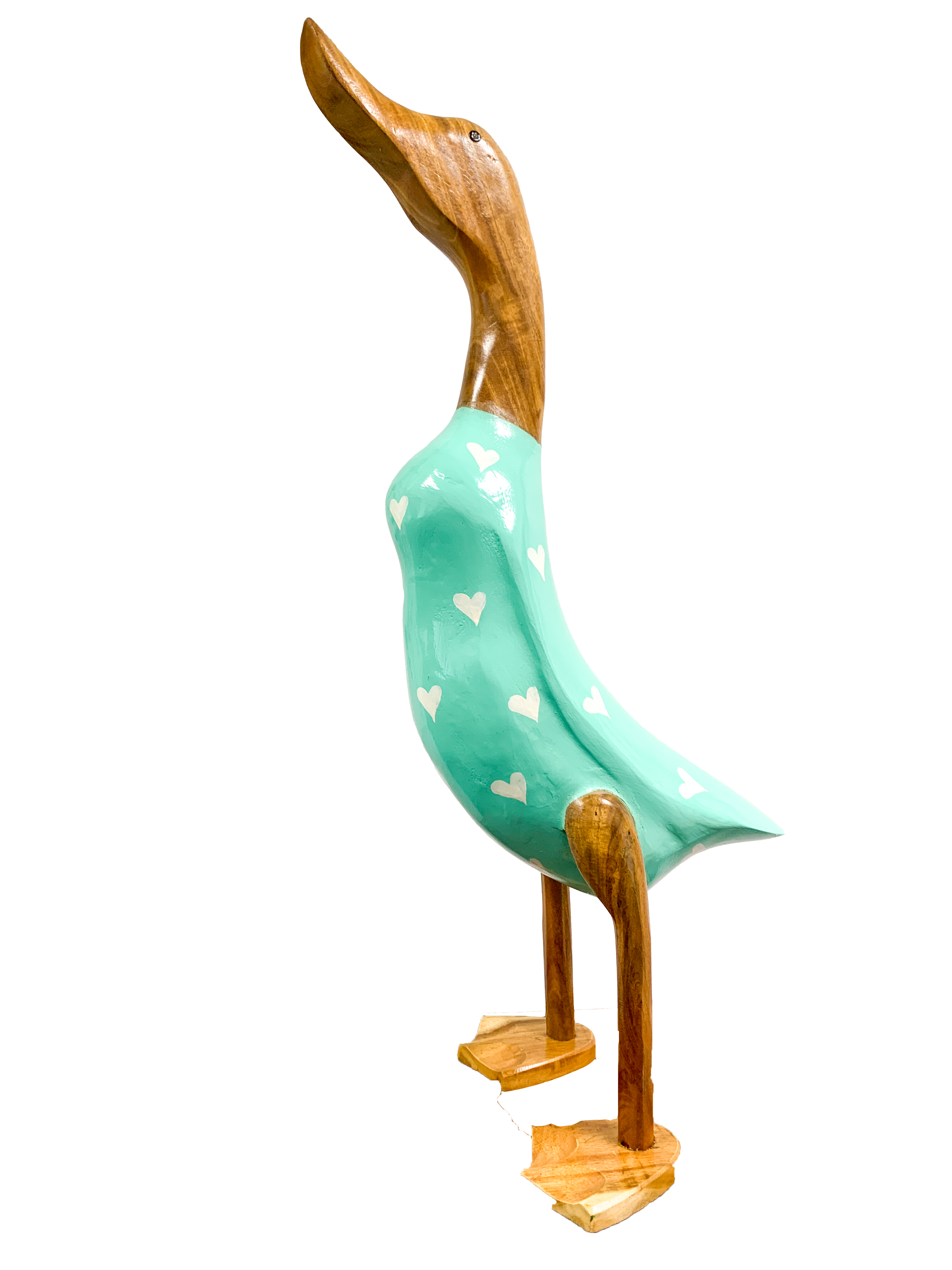 Bamboo Root Ducks Turquoise With Hearts - Various Sizes
