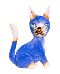 Wooden Painted Sitting Cat - Various Colours