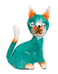Wooden Painted Sitting Cat - Various Colours
