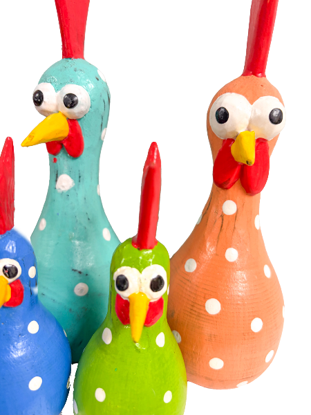 Wooden Painted Chickens - Various Sizes
