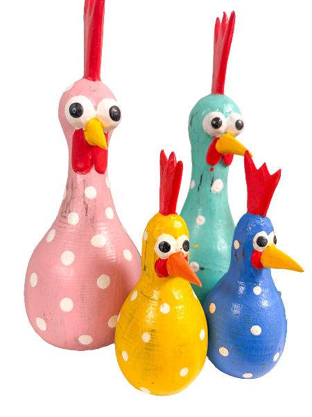 Wooden Painted Chickens - Various Sizes