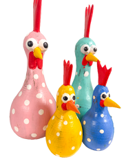 Wooden Painted Chickens - Various Sizes