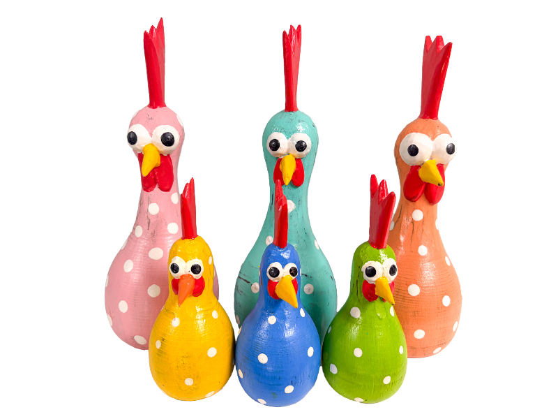 Wooden Painted Chickens - Various Sizes