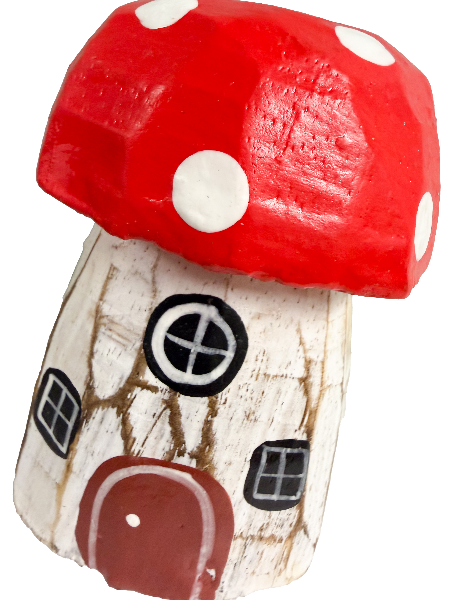 Wooden Mushroom Houses - Set of Two