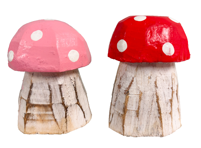 Wooden Mushroom Houses - Set of Two