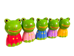 Wooden Painted Frogs - Set of Five