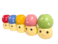 Wooden Mushrooms with Faces - Set of Five