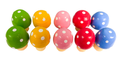 Wooden Mushrooms Assorted Colours - Set of Ten