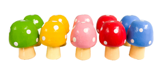 Wooden Mushrooms Assorted Colours - Set of Ten