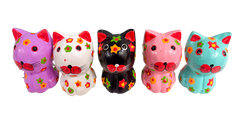 Wooden Painted Cats - Set of Five