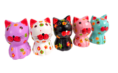 Wooden Painted Cats - Set of Five