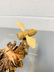 Parasite Bee Carving with Two Hand Carved Bees