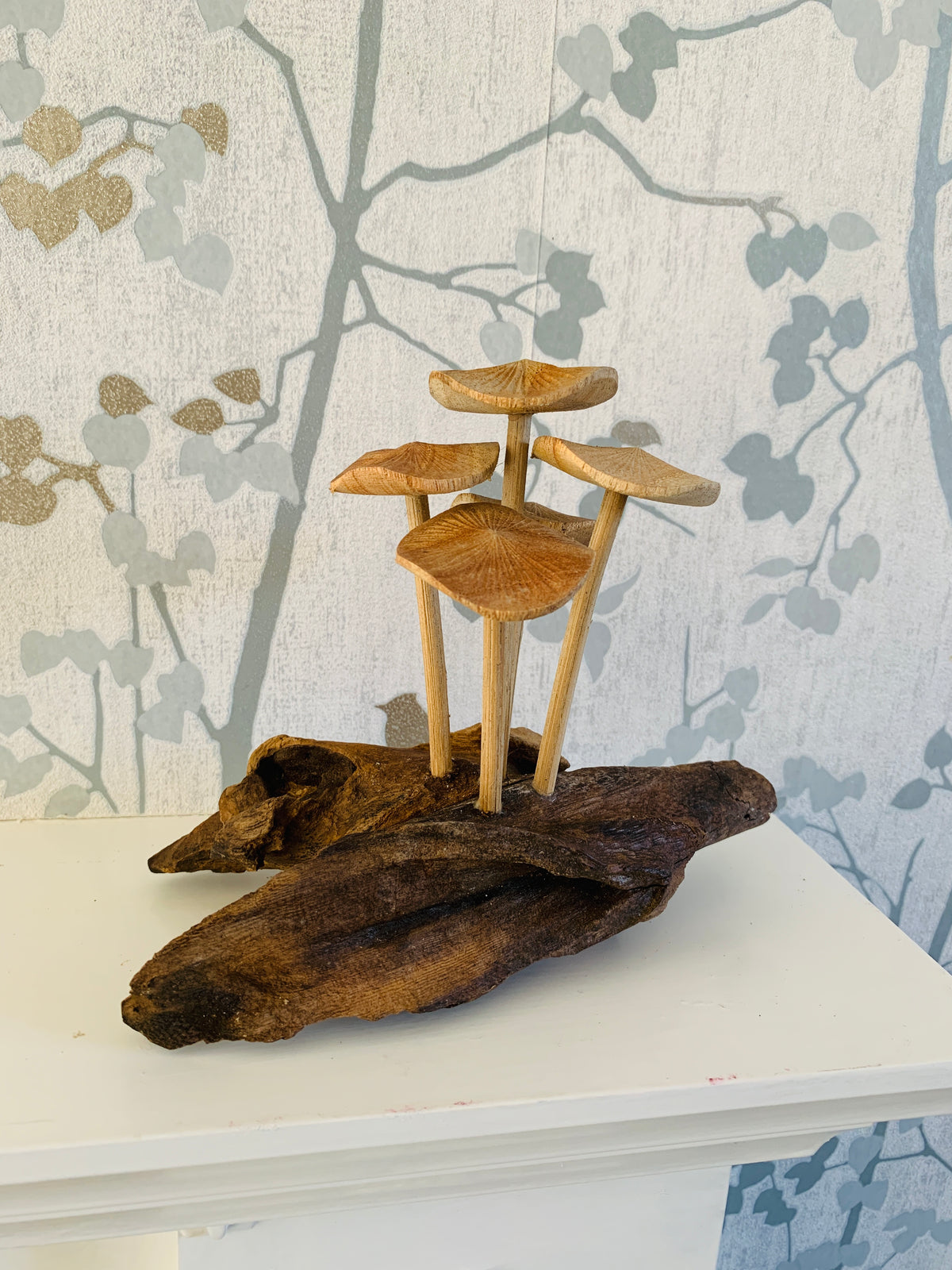 Mushrooms and Toadstool on Log