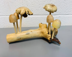 Mushrooms Group of Six Wood Carving