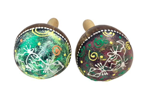 Spray Painted Coconut Maracas - Gecko