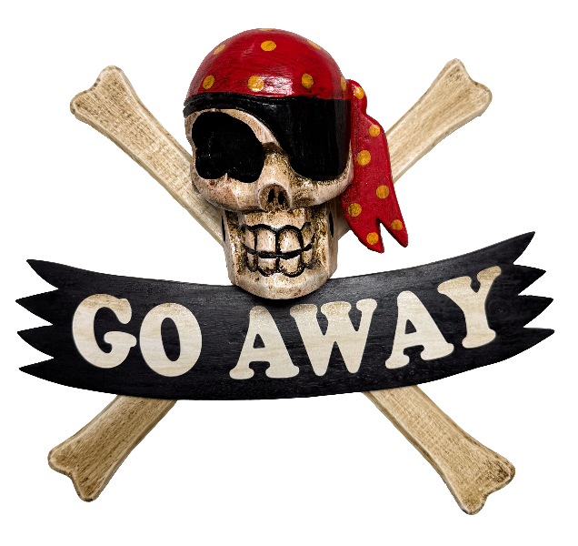 Wood Pirates Sign - Go Away 40cm