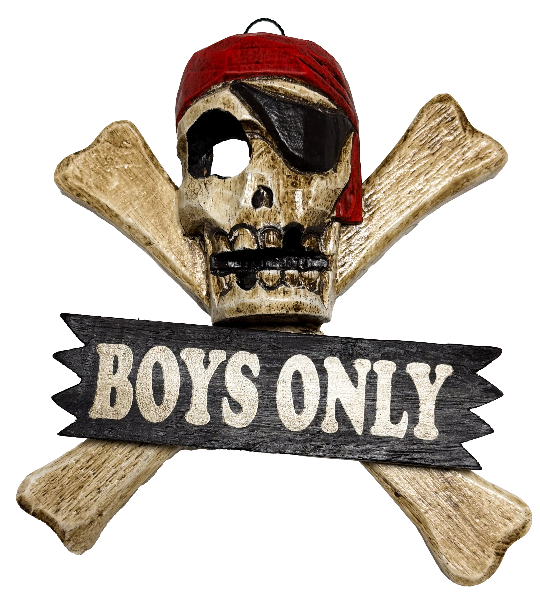 Wood Pirates Sign Boys Only 20cm