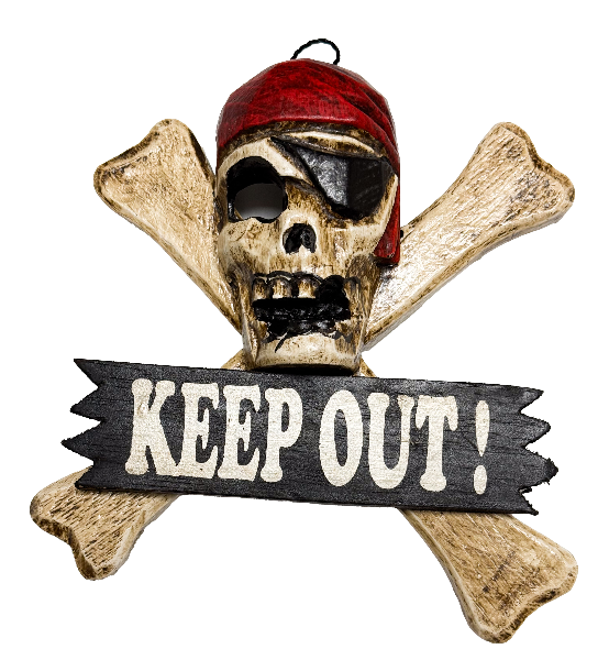 Wood Pirates Sign Keep Out 20cm