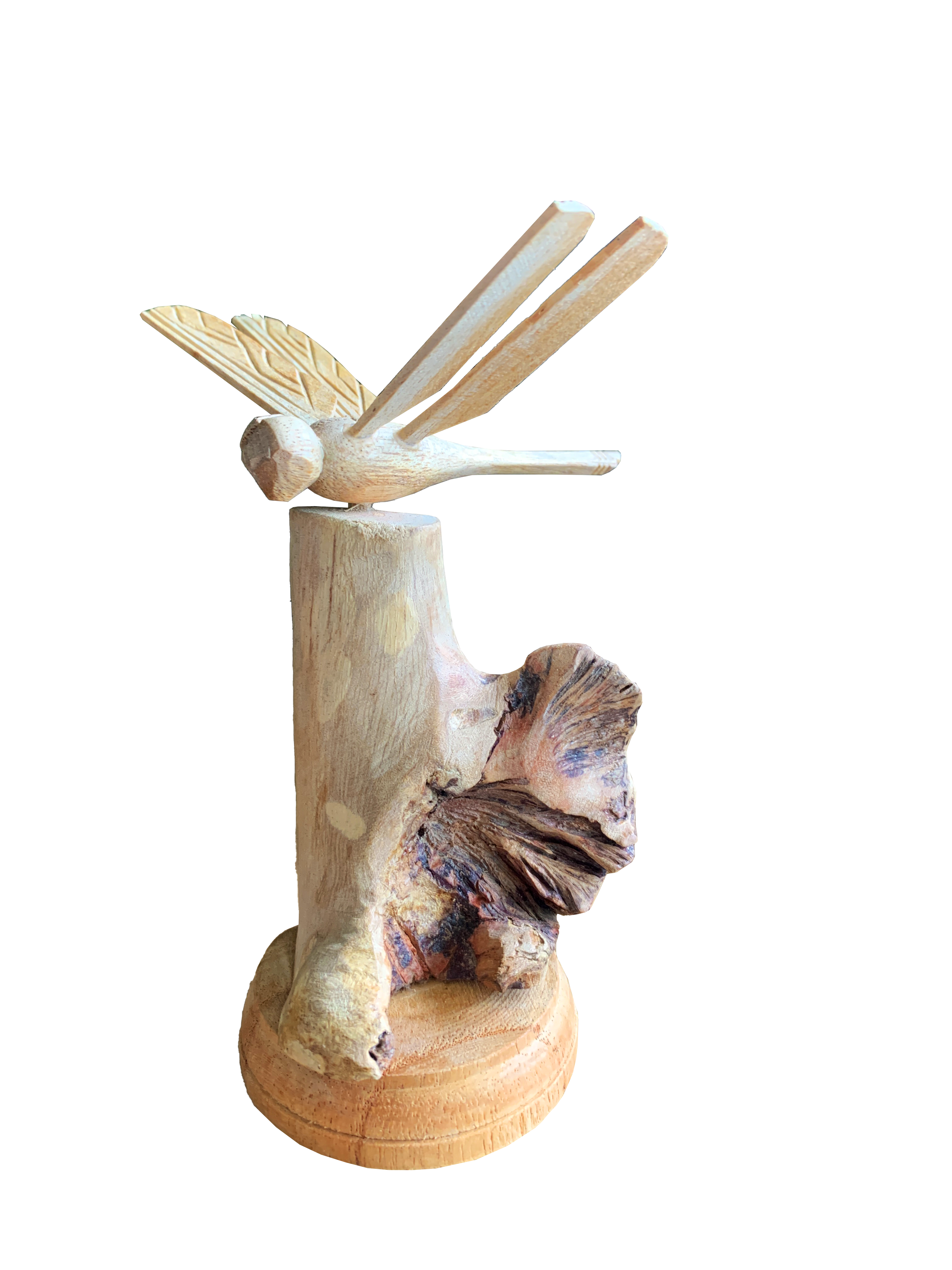 Wooden Parasite Dragonfly Statue